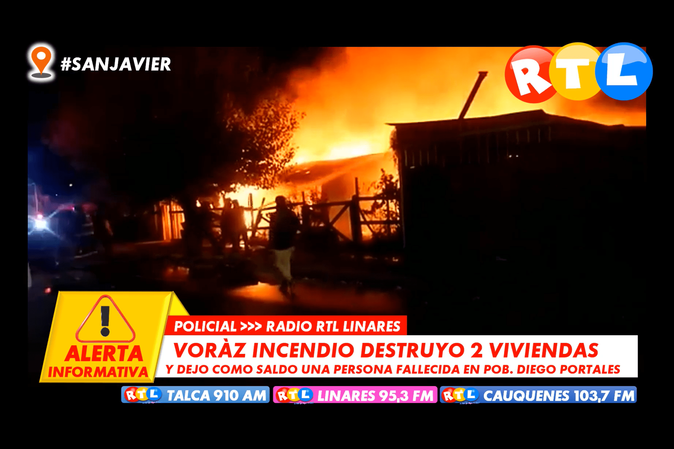 ????POLICIAL : #SANJAVIER Voráz incendio destruyó 2 inmuebles y dejó como saldo una persona fallecida